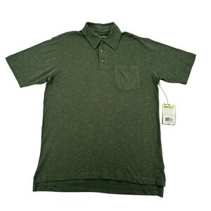 Cariloha Men's Bamboo Slub Polo Shirt Green Sx M Lightweight Short Sleeve Pocket